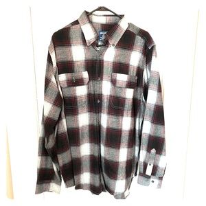 Plaid Maroon Grey Flannel Shirt